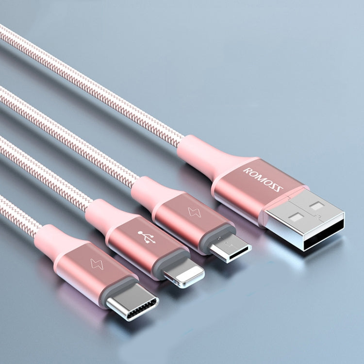 ROMOSS CB25 3 In 1 3.5A  8 Pin + Micro USB + Type C/USB-C Cable, 1m, 1.5m