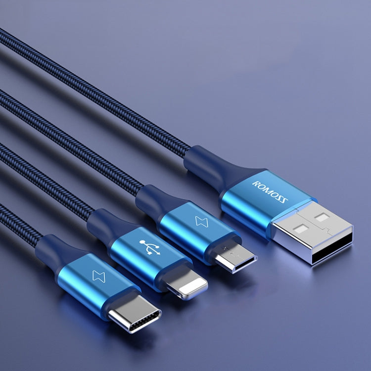 ROMOSS CB25 3 In 1 3.5A  8 Pin + Micro USB + Type C/USB-C Cable, 1m, 1.5m