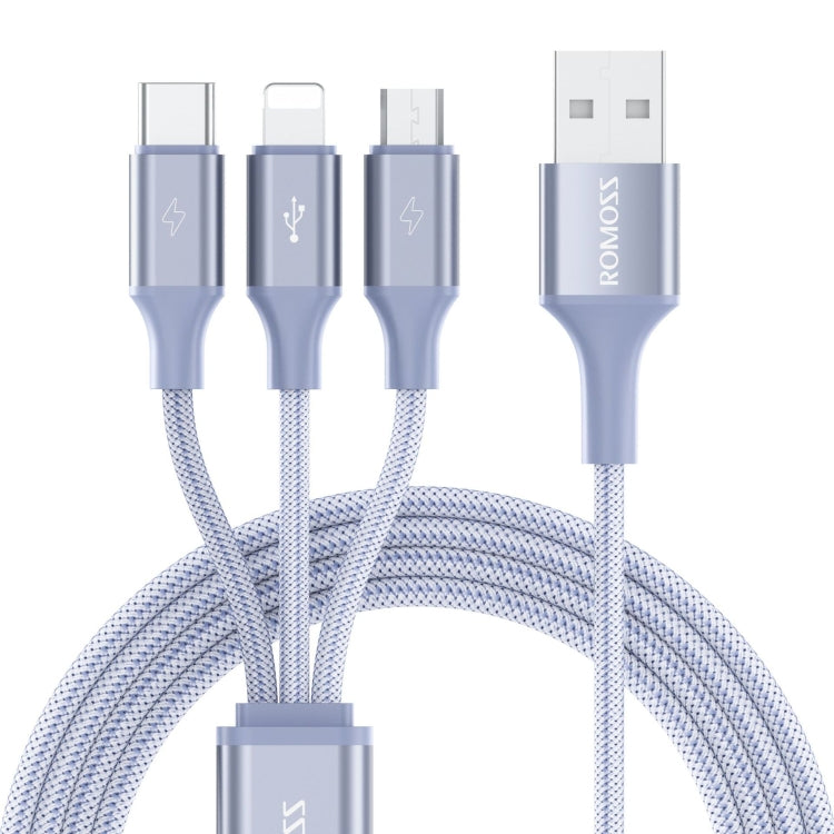 ROMOSS CB25 3 In 1 3.5A  8 Pin + Micro USB + Type C/USB-C Cable, 1m, 1.5m