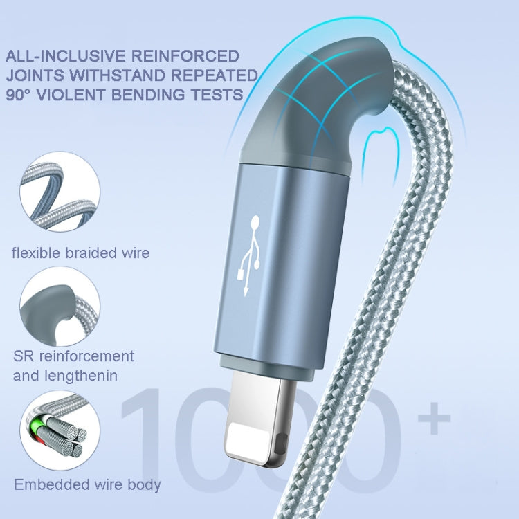 ROMOSS CB25 3 In 1 3.5A  8 Pin + Micro USB + Type C/USB-C Cable, 1m, 1.5m