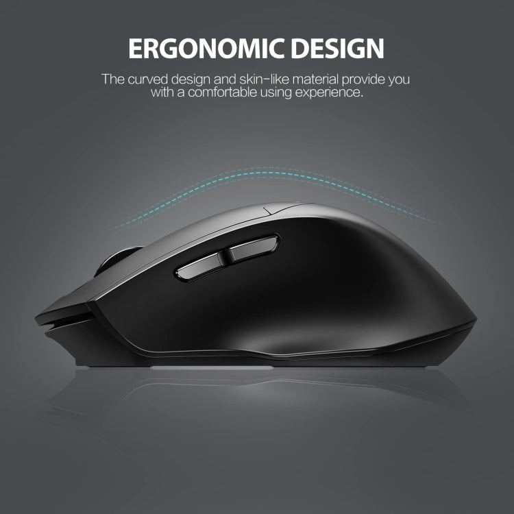 Inphic DR01 Bluetooth 3 Mode Wireless Mouse Charging Quiet Office Game Laptop Computer Home Use, DR01 (Black)