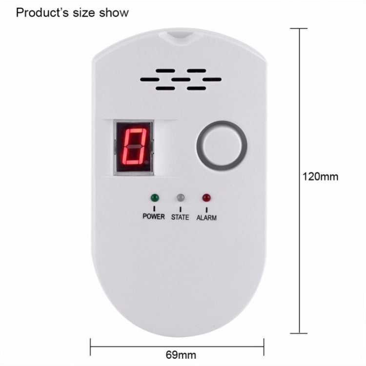 Combustible Gas Pipeline Digital Display Alarm, US Plug, EU Plug, UK Plug