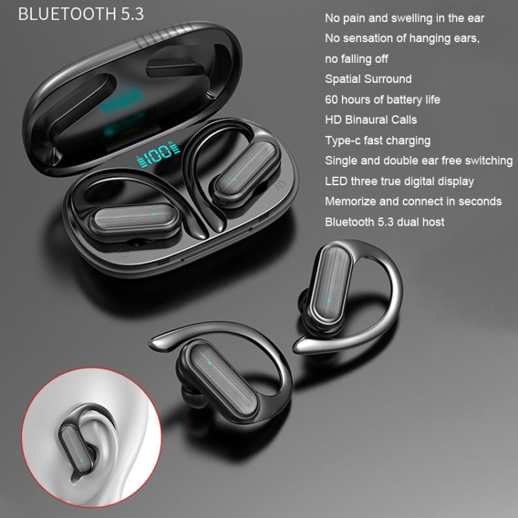 LED Digital Display Wireless Ear-Mounted Noise Reduction Bluetooth Headset, A520 (Skin Color), A520 (Blue)