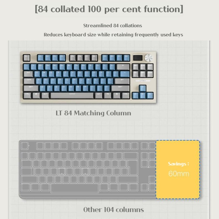 LANGTU LT84 Mechanical Luminous Keyboard, Wired Single-mode Green Shaft (White), Wired Single-mode Red Shaft (White), Wired Single-mode Silver Gray Shaft (White), Wired Single-mode Silver Gray Shaft (Nightfall)