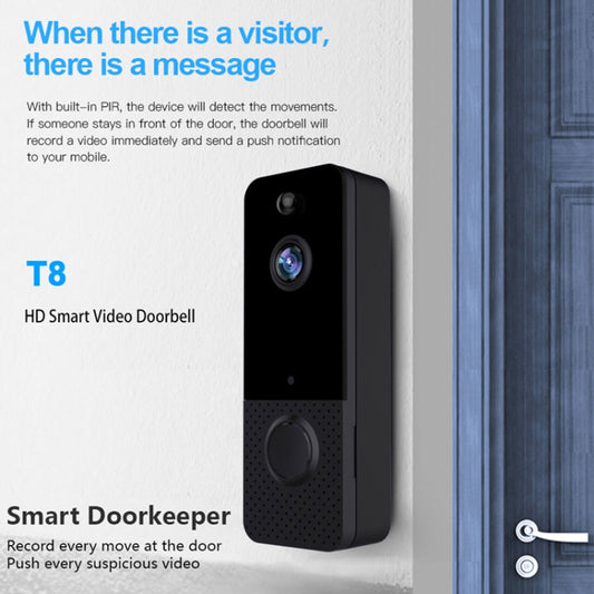 T8  720P Wireless Wifi Remote Video Doorbell Intercom Infrared Night Vision AI Recognition Doorbell, 2600 mAh , 1800 mAh , Without Battery, Alone Machine