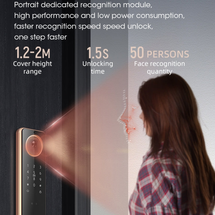 S61 Fully Automatic 3D Face Recognition Tuya Wifi Smart Fingerprint Lock Anti-theft Password Lock, S61 Space Gray, S61 Rose Gold