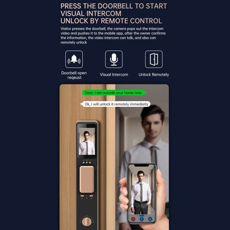 S61 Fully Automatic 3D Face Recognition Tuya Wifi Smart Fingerprint Lock Anti-theft Password Lock, S61 Space Gray, S61 Rose Gold