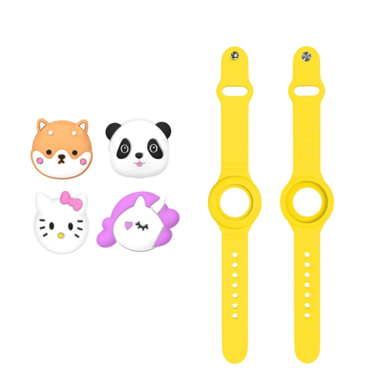 For AirTag Watch Strap Cartoon Cute Anti-lost Device Silicone Protective Cover, Yellow, Blue, Pink, Luminous Green