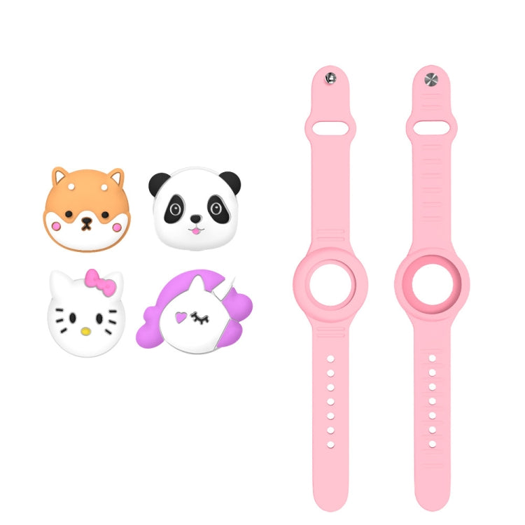 For AirTag Watch Strap Cartoon Cute Anti-lost Device Silicone Protective Cover, Yellow, Blue, Pink, Luminous Green