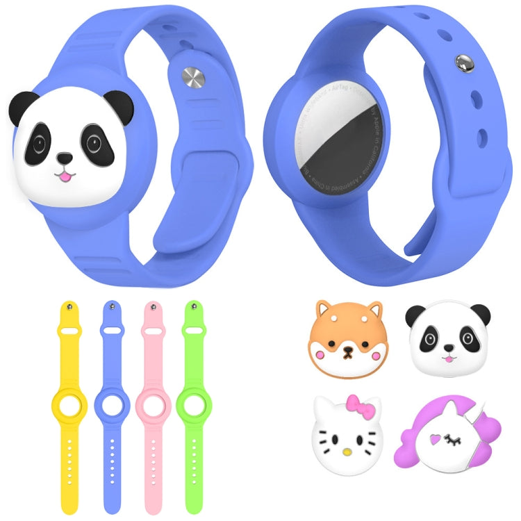 For AirTag Watch Strap Cartoon Cute Anti-lost Device Silicone Protective Cover, Yellow, Blue, Pink, Luminous Green