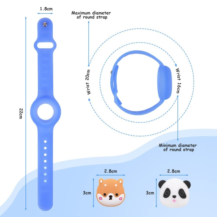 For AirTag Watch Strap Cartoon Cute Anti-lost Device Silicone Protective Cover, Yellow, Blue, Pink, Luminous Green