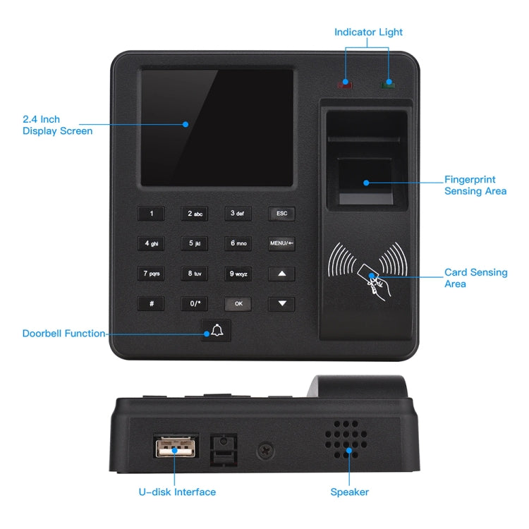 M10 Smart ID Card Recognition Fingerprint Access Control All-in-one Attendance Machine, English Version