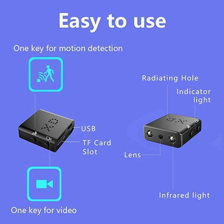 XD Camera 1080p HD Video Smart IR-CUT Infrared Night Vision Sports Camera, XD