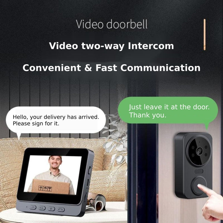 Wireless 2.4G Visual Intercom Doorbell 4.3 inch IPS Screen with Camera Monitor Night Vision, M12