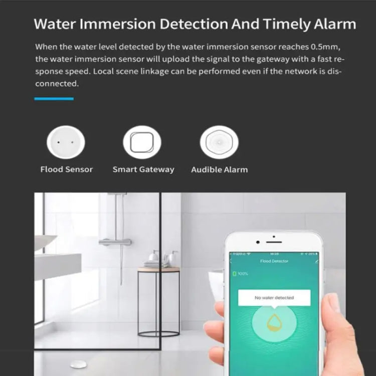 Zigbee Water Leak Detector Water Sensor Alarm Support Tuya APP / Google Assistant / Aleax / Yandex Alice, Zigbee WiFi