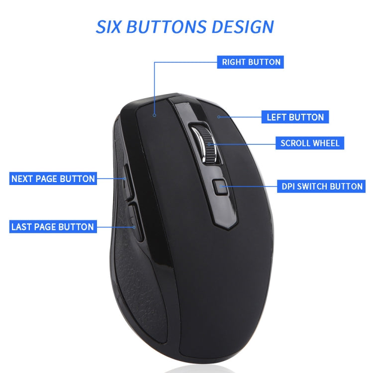 6-Keys Type-C/USB-C Laptop Office Game Silent Wireless Mouse, E27 Black