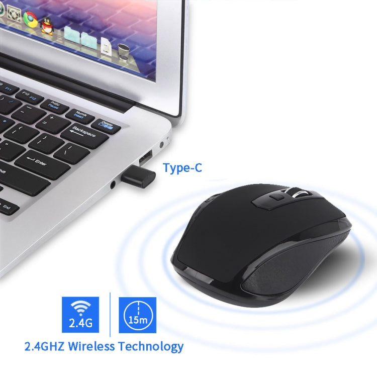 6-Keys Type-C/USB-C Laptop Office Game Silent Wireless Mouse, E27 Black