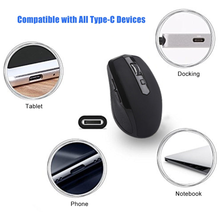 6-Keys Type-C/USB-C Laptop Office Game Silent Wireless Mouse, E27 Black