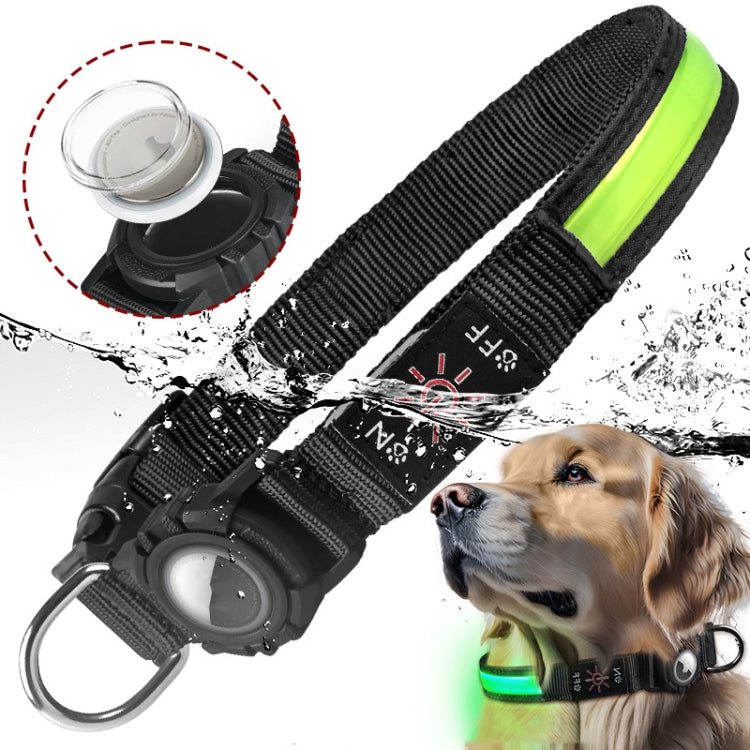 For AirTag Dog Collar LED Waterproof Quick Release Collar, S, M, L