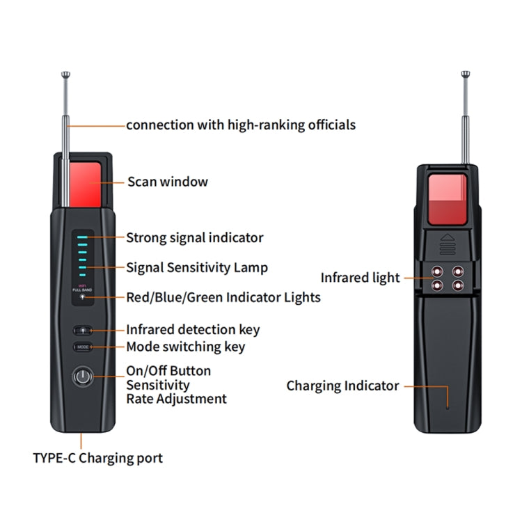 Hidden Camera Detector GPS Tracker Detector 5 Levels Sensitivity Adjustable, T011