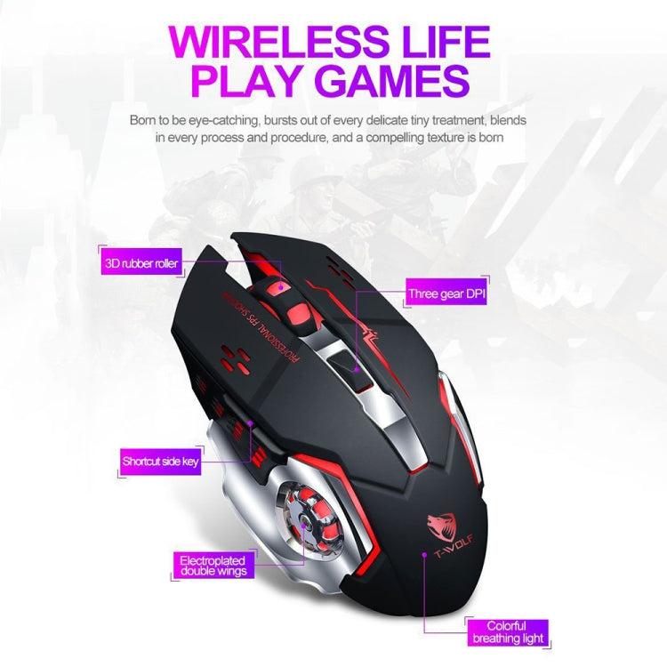 T-WOLF Q13 2.4GHz 6-keys RGB Colorful Light Gaming Wireless Mouse, Single Mode Black, Single Mode Star Black, Single Mode White, Single Mode Gray, Dual Mode Black, Dual Mode Star Black, Dual Mode White, Dual Mode Gray