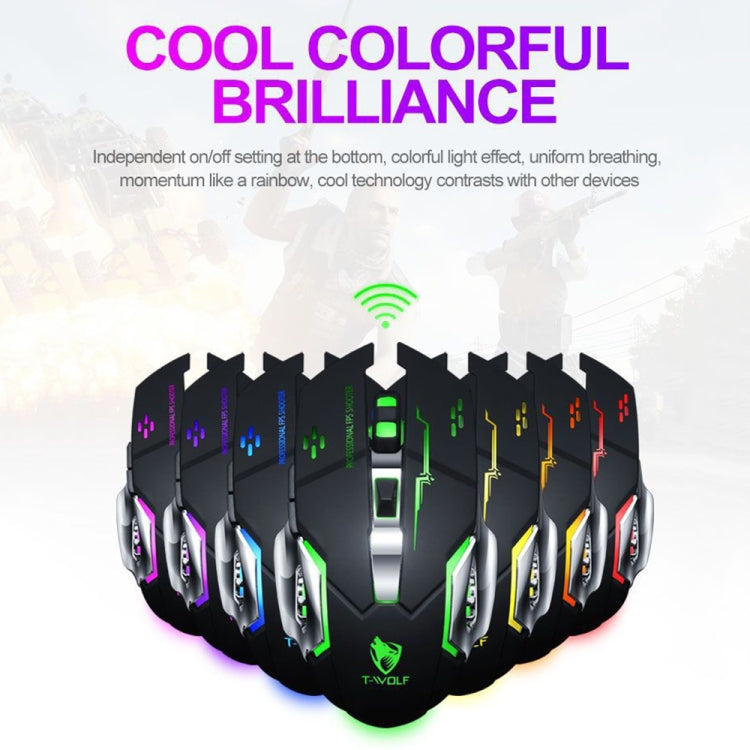 T-WOLF Q13 2.4GHz 6-keys RGB Colorful Light Gaming Wireless Mouse, Single Mode Black, Single Mode Star Black, Single Mode White, Single Mode Gray, Dual Mode Black, Dual Mode Star Black, Dual Mode White, Dual Mode Gray