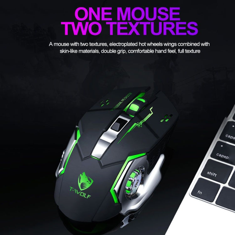 T-WOLF Q13 2.4GHz 6-keys RGB Colorful Light Gaming Wireless Mouse, Single Mode Black, Single Mode Star Black, Single Mode White, Single Mode Gray, Dual Mode Black, Dual Mode Star Black, Dual Mode White, Dual Mode Gray