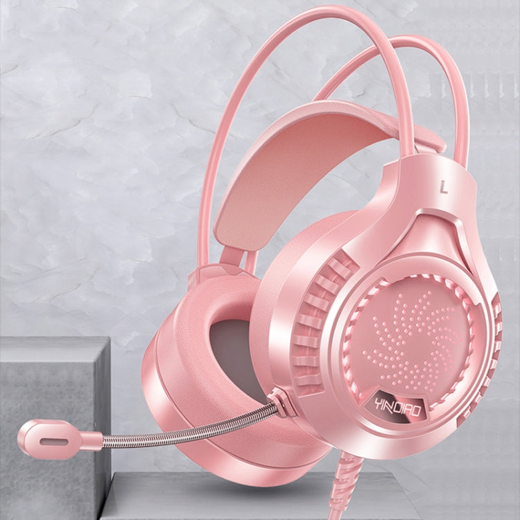 YINDIAO Q7 Colorful Light Computer Wired Headset USB Gaming Headset, Dual 3.5mm + USB Black, Dual 3.5mm + USB White, Dual 3.5mm + USB Pink, USB7.1 Sound Card Black, USB7.1 Sound Card White, USB7.1 Sound Card Pink