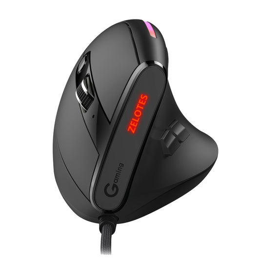 ZELOTES T50 9-Keys RGB Lighting Effect Vertical Grip Ergonomic Programming Wired Mouse, T50