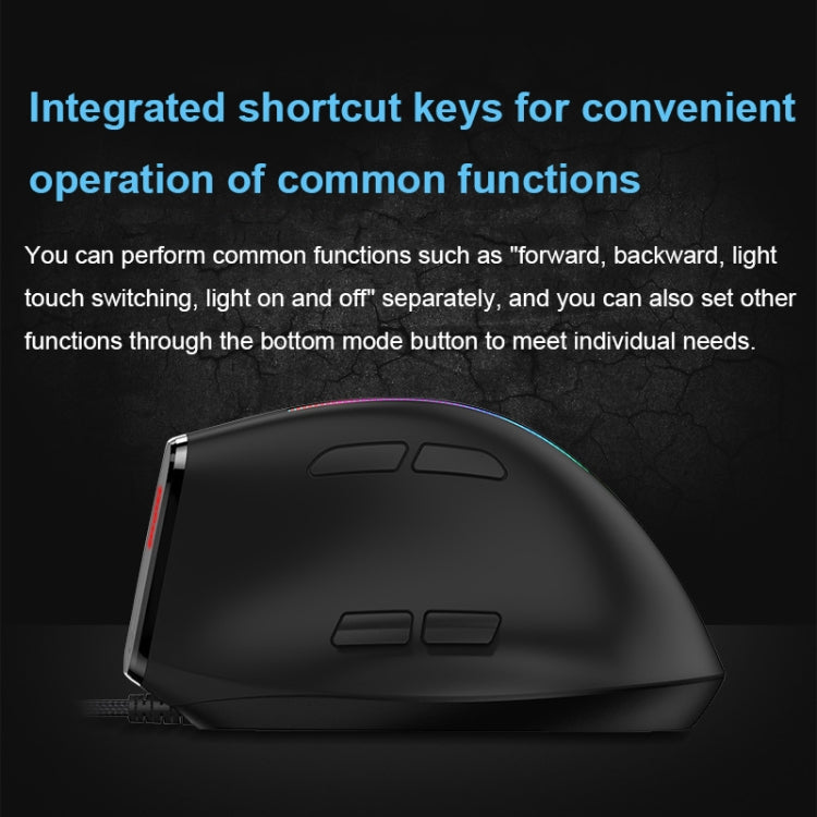 ZELOTES T50 9-Keys RGB Lighting Effect Vertical Grip Ergonomic Programming Wired Mouse, T50