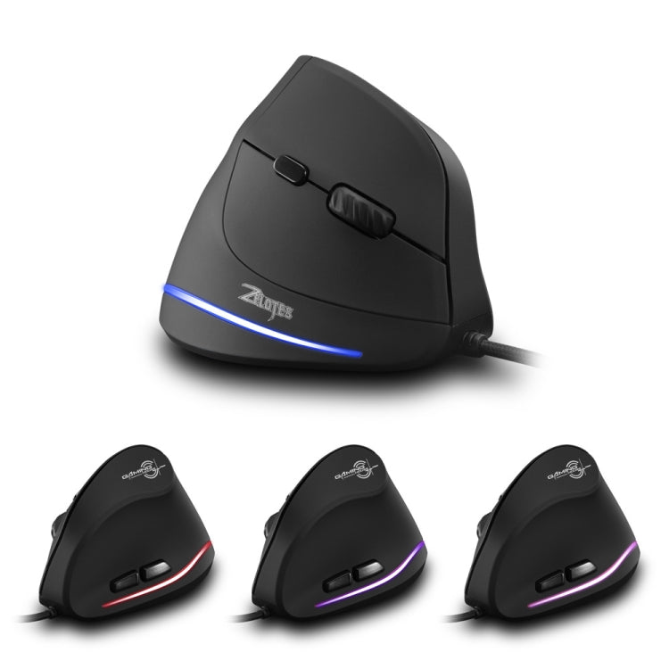 ZELOTES T20 6-Keys Vertical Grip Ergonomic Laptop Wired Mouse, T20