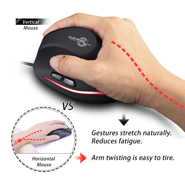 ZELOTES T20 6-Keys Vertical Grip Ergonomic Laptop Wired Mouse, T20
