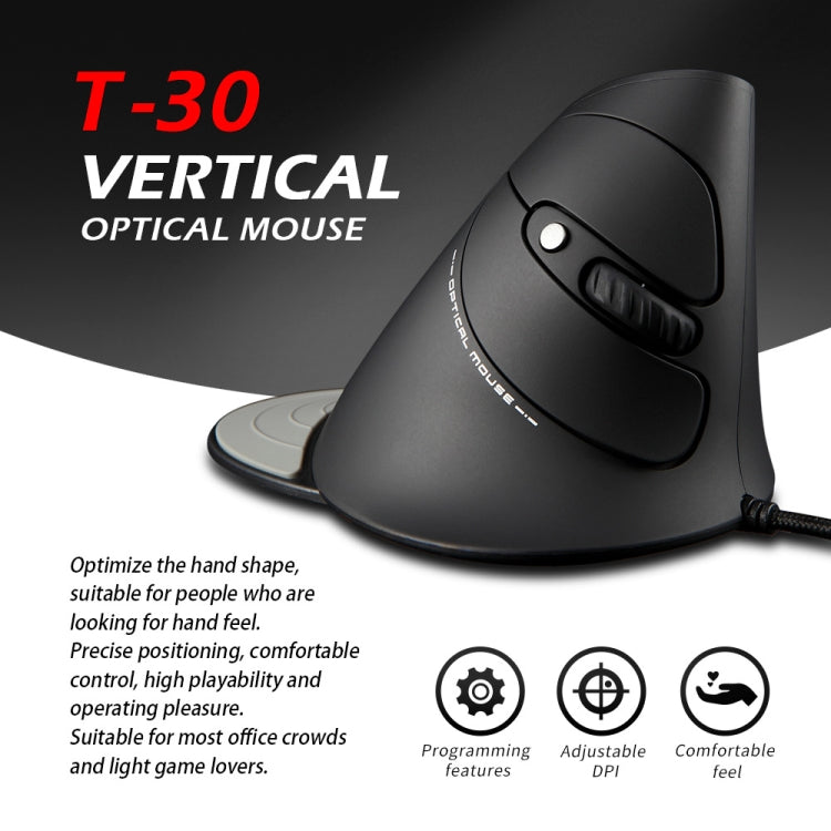 ZELOTES T30 6-keys Vertical Grip Detachable Ergonomic Wired Mouse, T30