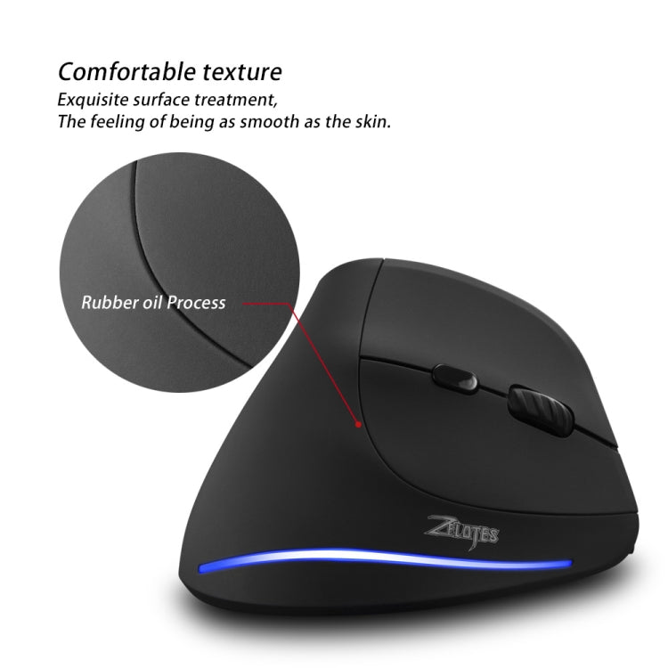 ZELOTES F35 6-buttons Vertical Grip Ergonomic Rechargeable Wireless Mouse, F35