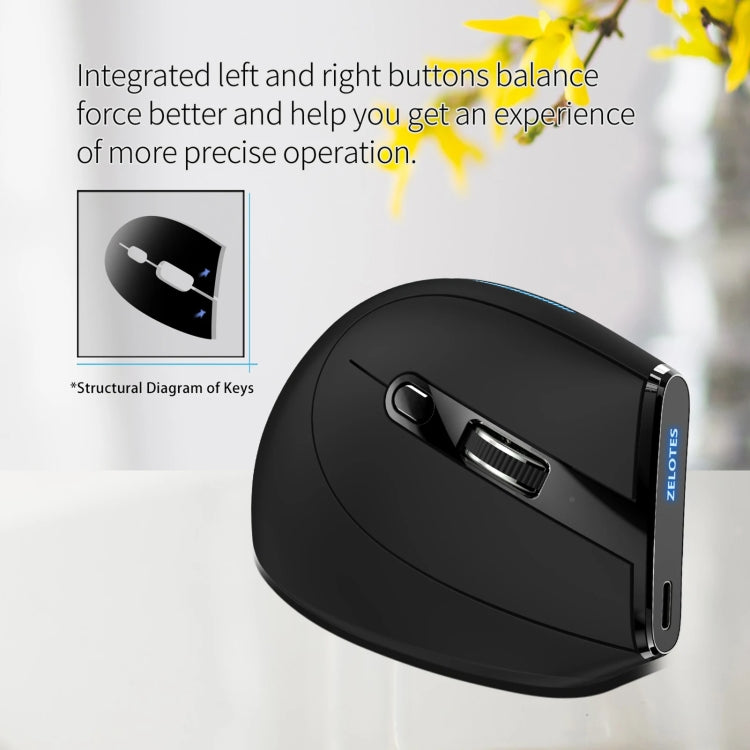 ZELOTES F36A 6-Buttons Vertical Grip Ergonomic Rechargeable Wireless Mouse, F36A