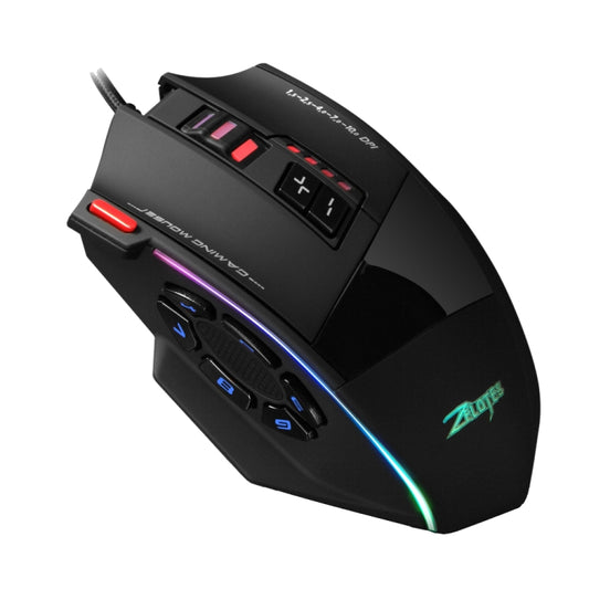 ZELOTES C13 13-keys RGB Lighting Effect Programming Macro Custom Gaming Wired Mouse, C13