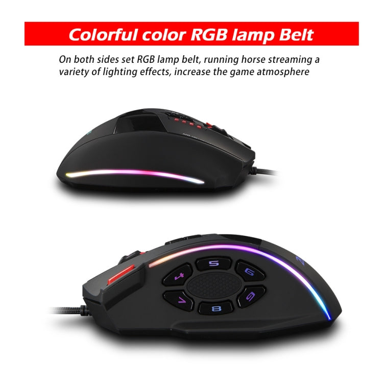 ZELOTES C13 13-keys RGB Lighting Effect Programming Macro Custom Gaming Wired Mouse, C13