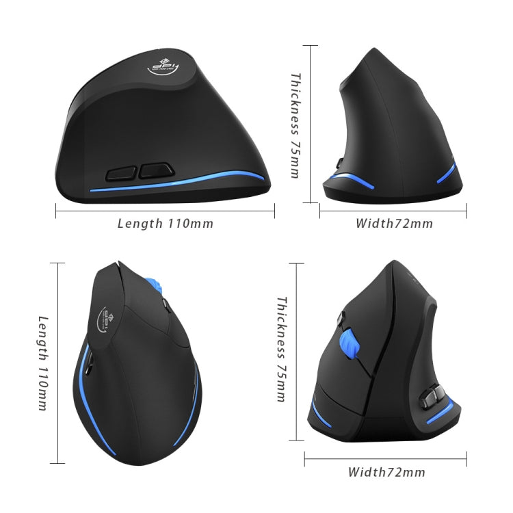 ZELOTES F-35A 6-Buttons Vertical Grip Ergonomic Rechargeable Wireless Mouse, F-35A