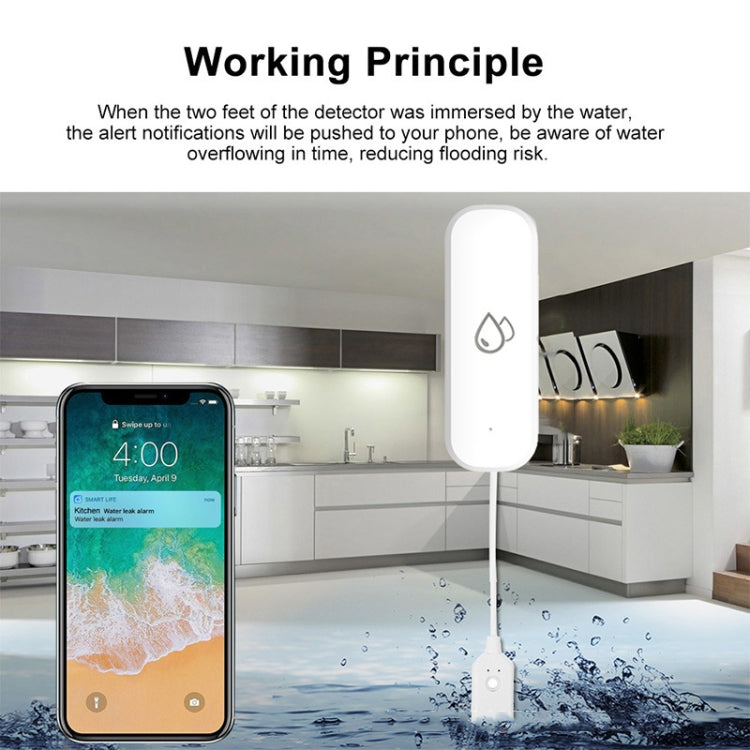 Water Leak Alarm Remote Monitoring Flood Leak Detector, Tuya WiFi, Tuya Zigbee