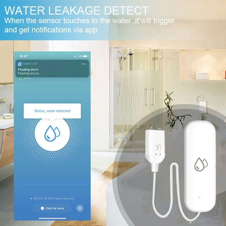 Water Leak Alarm Remote Monitoring Flood Leak Detector, Tuya WiFi, Tuya Zigbee