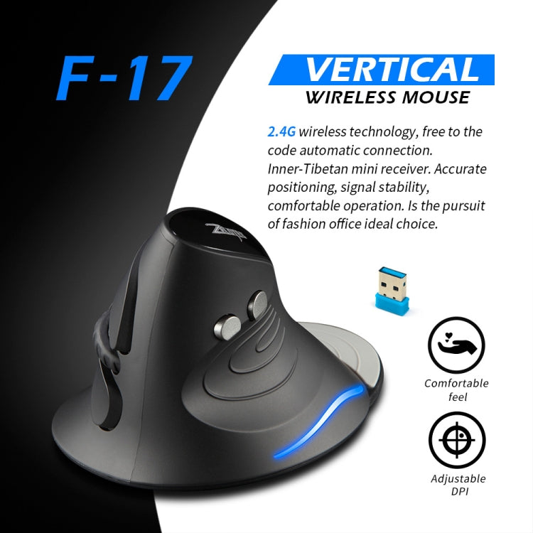 ZELOTES F17 6-buttons Vertical Grip Ergonomic Wireless Mouse, F17