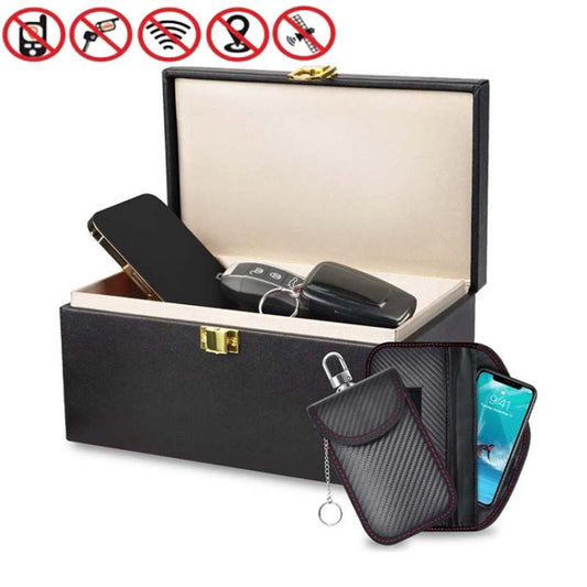 Large Car Shield Key Bag Anti-Magnetic Cell Phone Case RFID Protective Box, 3 In 1