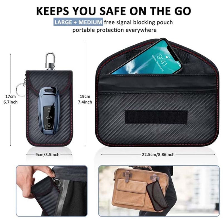 Large Car Shield Key Bag Anti-Magnetic Cell Phone Case RFID Protective Box, 3 In 1