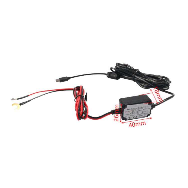 Car Driving Recorder Parking Monitoring 3A Step-down Cable Set, Type-C 2 Wires, Type-C 3 Wires, Elbow Type-C