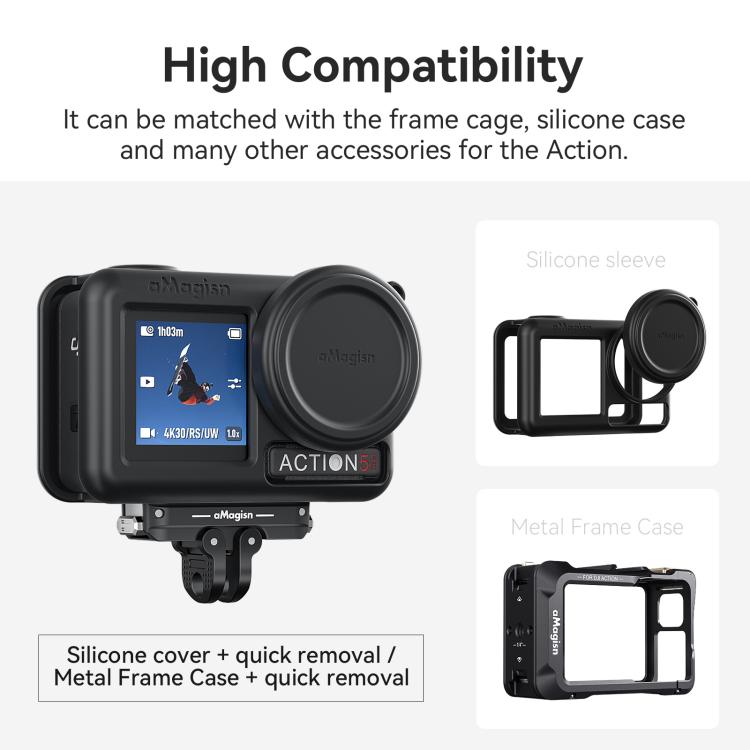 For DJI Osmo 360/Action 5 Pro/4/3 aMagisn Metal Magnetic Quick Release Mount Dual Interface Adapter