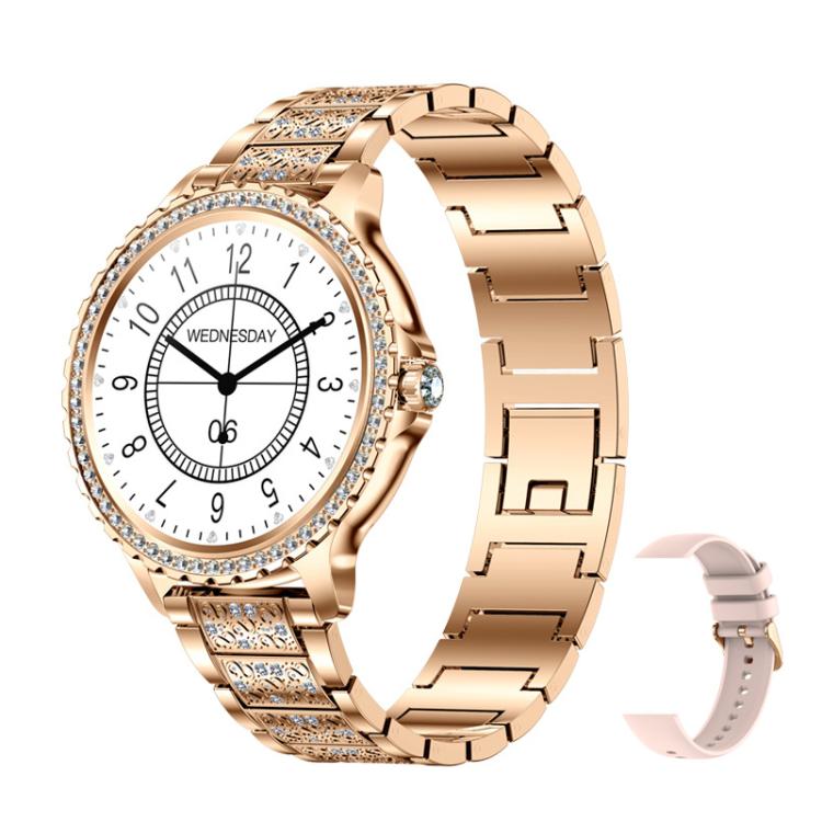 Bluetooth Calling AI Voice Assistant Life Waterproof Sports Smartwatch, Black Silicone Strap, Gold Pink Silicone Strap, Silver Gray Silicone Strap, Gold Rough Steel Strap+Pink Silicone Strap, Silver Rough Steel Strap+Gray Silicone Strap����������������...