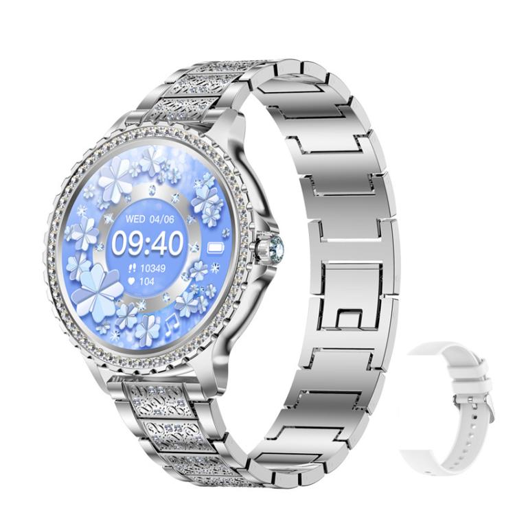 Bluetooth Calling AI Voice Assistant Life Waterproof Sports Smartwatch, Black Silicone Strap, Gold Pink Silicone Strap, Silver Gray Silicone Strap, Gold Rough Steel Strap+Pink Silicone Strap, Silver Rough Steel Strap+Gray Silicone Strap����������������...