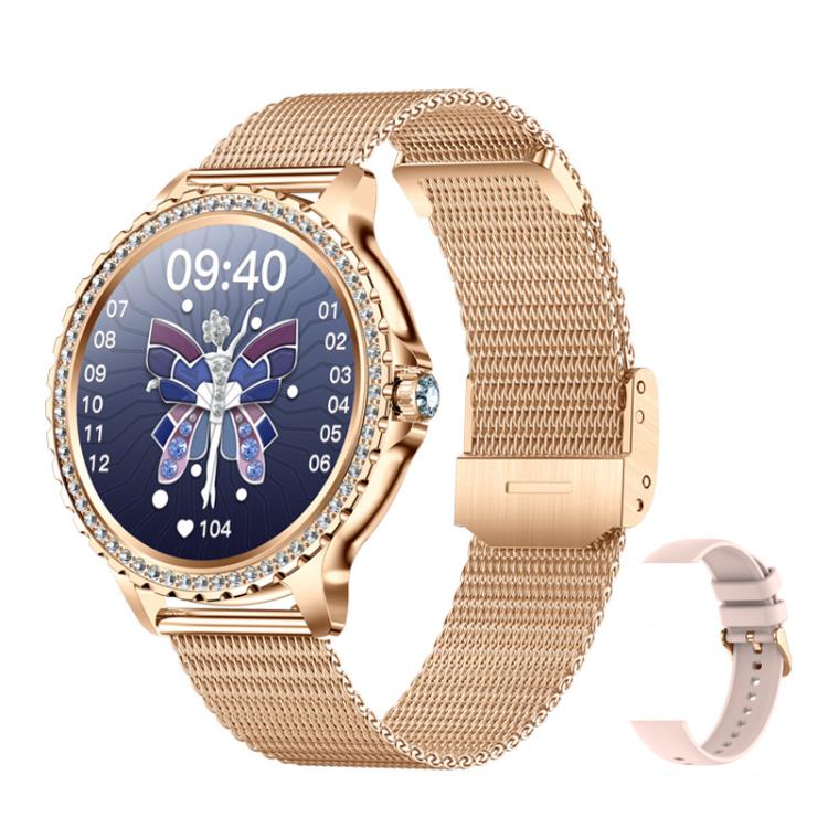 Bluetooth Calling AI Voice Assistant Life Waterproof Sports Smartwatch, Black Silicone Strap, Gold Pink Silicone Strap, Silver Gray Silicone Strap, Gold Rough Steel Strap+Pink Silicone Strap, Silver Rough Steel Strap+Gray Silicone Strap����������������...