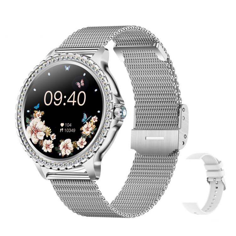 Bluetooth Calling AI Voice Assistant Life Waterproof Sports Smartwatch, Black Silicone Strap, Gold Pink Silicone Strap, Silver Gray Silicone Strap, Gold Rough Steel Strap+Pink Silicone Strap, Silver Rough Steel Strap+Gray Silicone Strap����������������...
