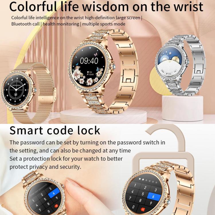 Bluetooth Calling AI Voice Assistant Life Waterproof Sports Smartwatch, Black Silicone Strap, Gold Pink Silicone Strap, Silver Gray Silicone Strap, Gold Rough Steel Strap+Pink Silicone Strap, Silver Rough Steel Strap+Gray Silicone Strap����������������...